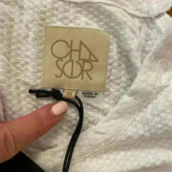 Chaser Womens cold shoulder long sleeve thin waffle print white casual NEW top - Picture 7 of 13